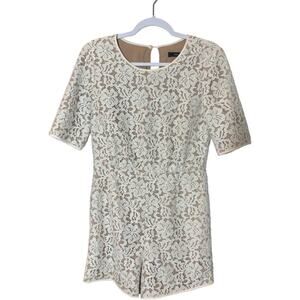 BCBG MaxAzria‎ Cream Ivory Lace Romper Bridal Wedding Bachelorette Honeymoon Sm